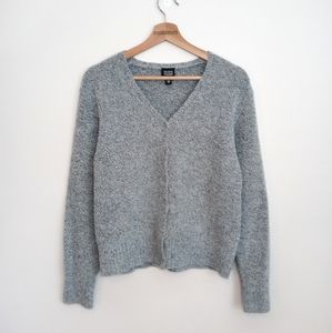 Eileen Fisher Boucle Cardigan Sweater Marled Grey Medium